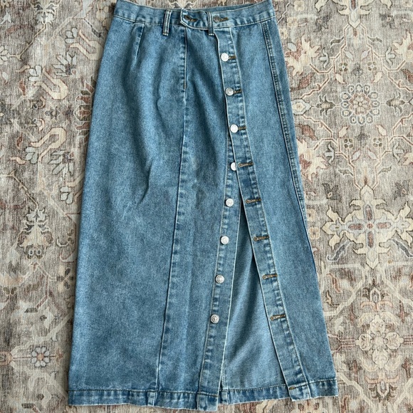 SHEIN Blue Denim Button-Down Maxi Skirt - Picture 1 of 3